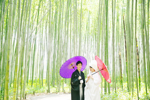 嵐山竹林で白無垢の撮影